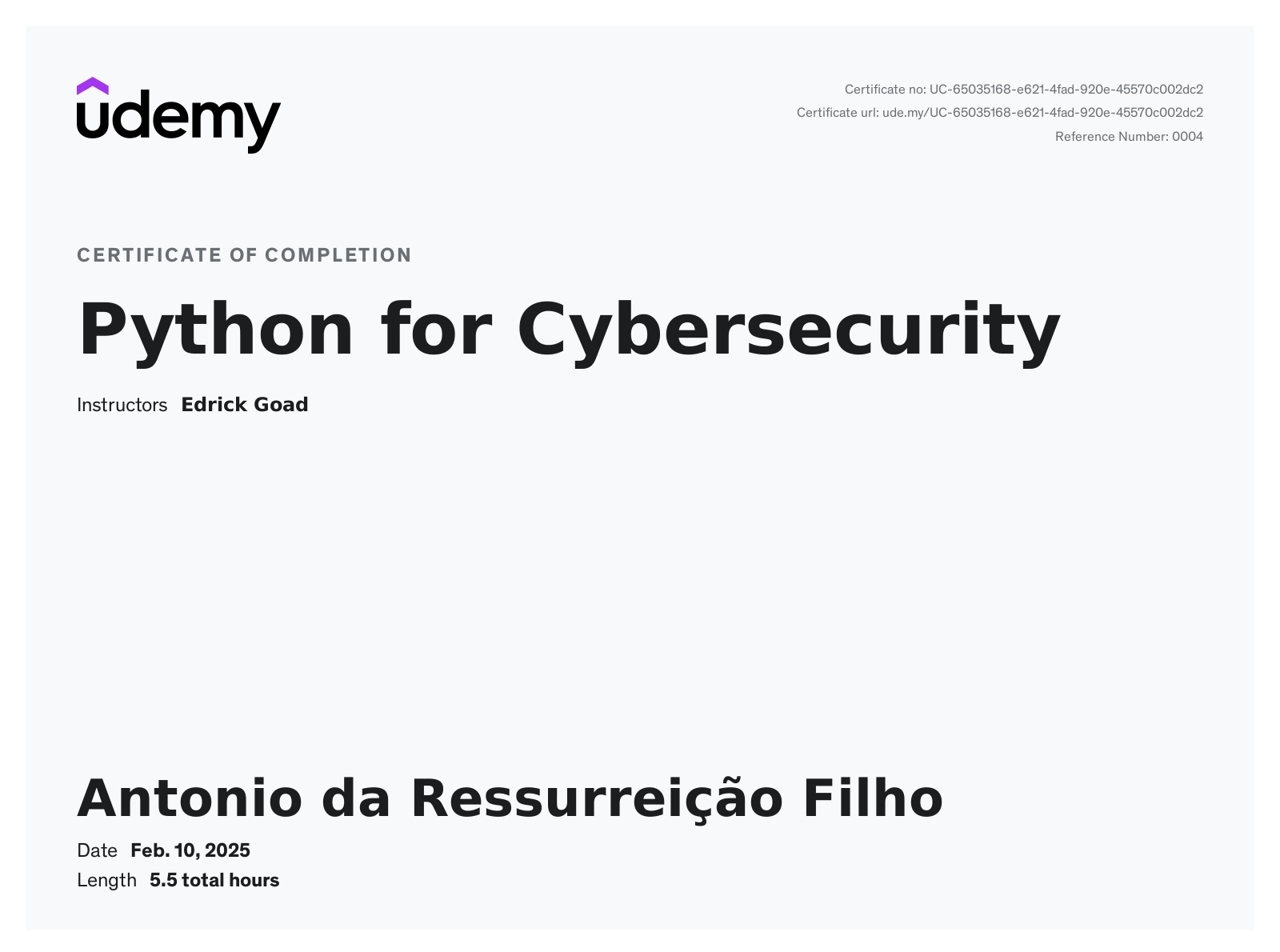 Python Cybersecurity Certificate